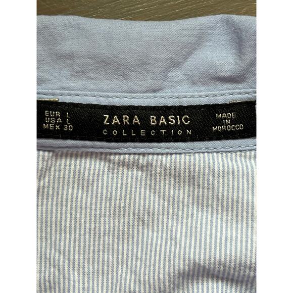 Zara basic collection blue stripe button down dress shirt casual preppy neutral - Picture 7 of 8
